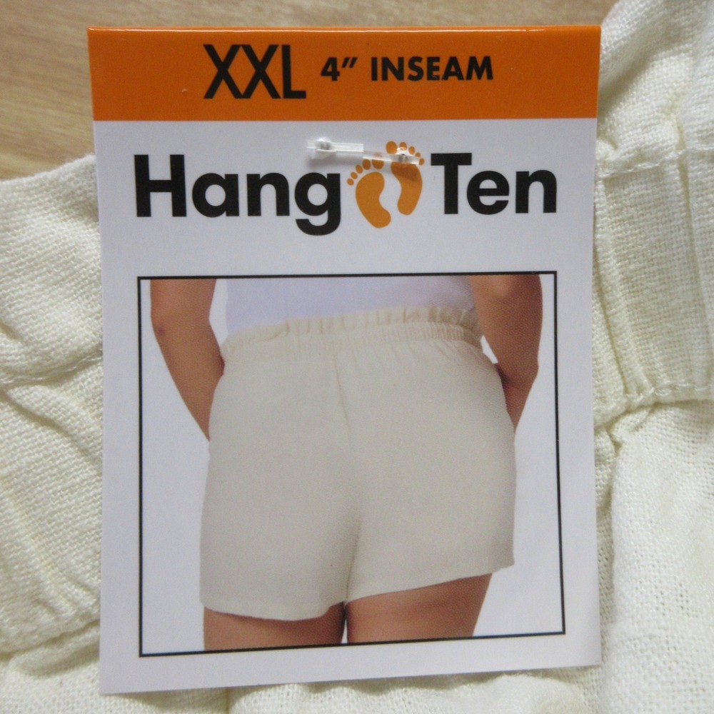HANG TEN Linen Blend Beach Shorts XXL Sheer Cream Ivory Pull On‎ Relaxed 2XL NWT - Picture 9 of 11